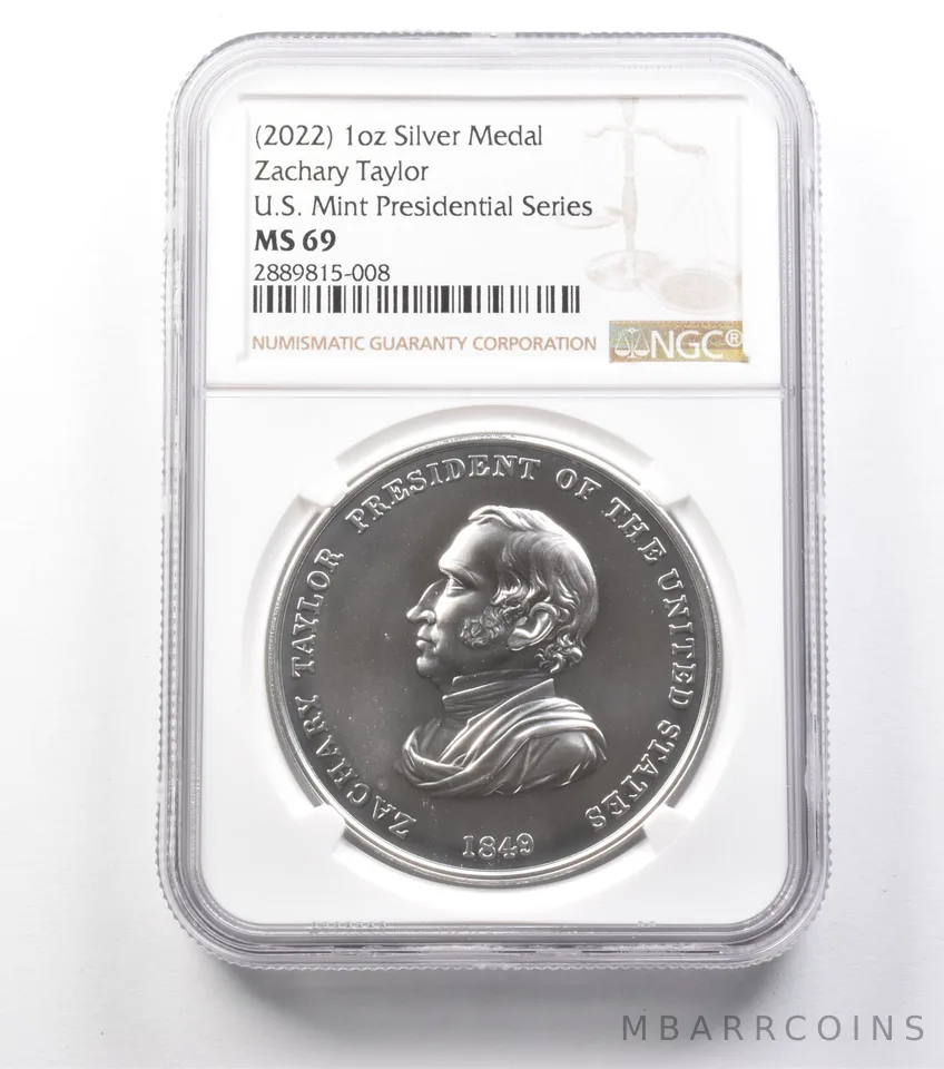 (2022) 1 Oz Silver Medal Zachary Taylor US Mint Presidential Ser. MS69 NGC a9933