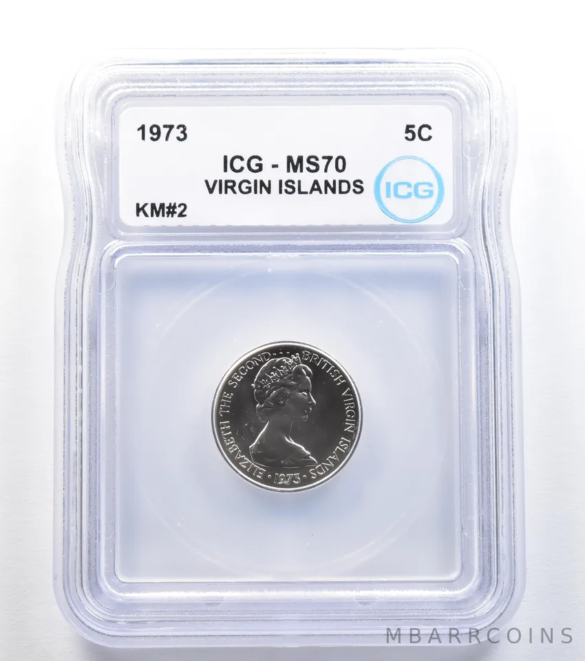 1973 Virgin Islands 5 Cents KM#2 MS70 ICG a7985