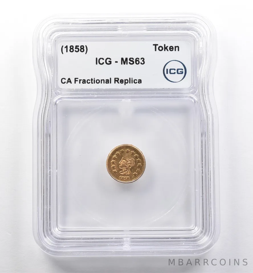 (1858) California Fractional Gold Token Indian Head 1/2 Dollar MS63 ICG *7430