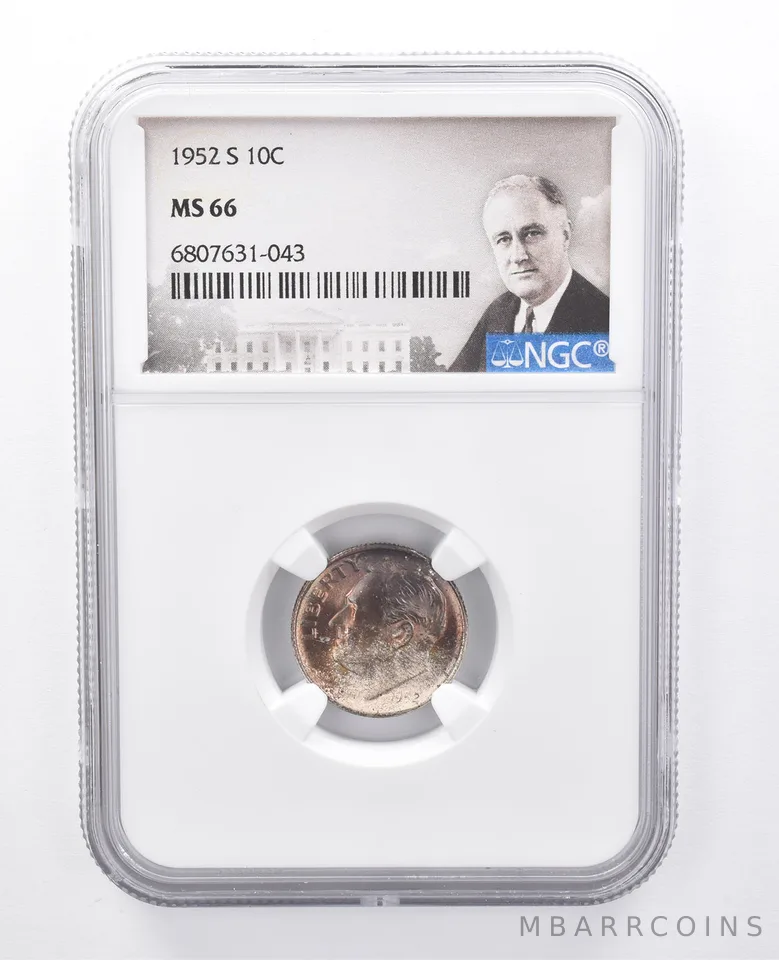 1952-S Roosevelt Dime MS66 NGC Purple Tone *7958