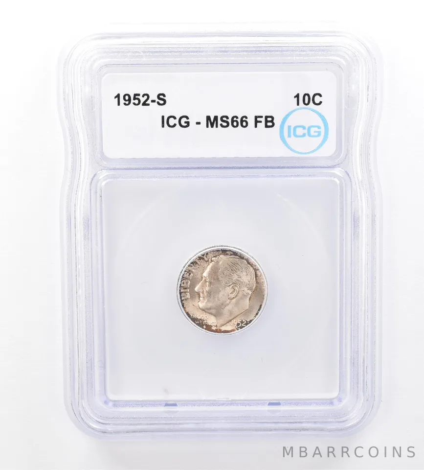1952-S Roosevelt Dime MS66 FB ICG Beautiful Tone a1578