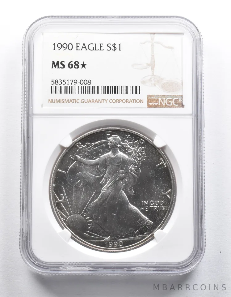 MS68* STAR 1990 American Silver Eagle NGC *2314