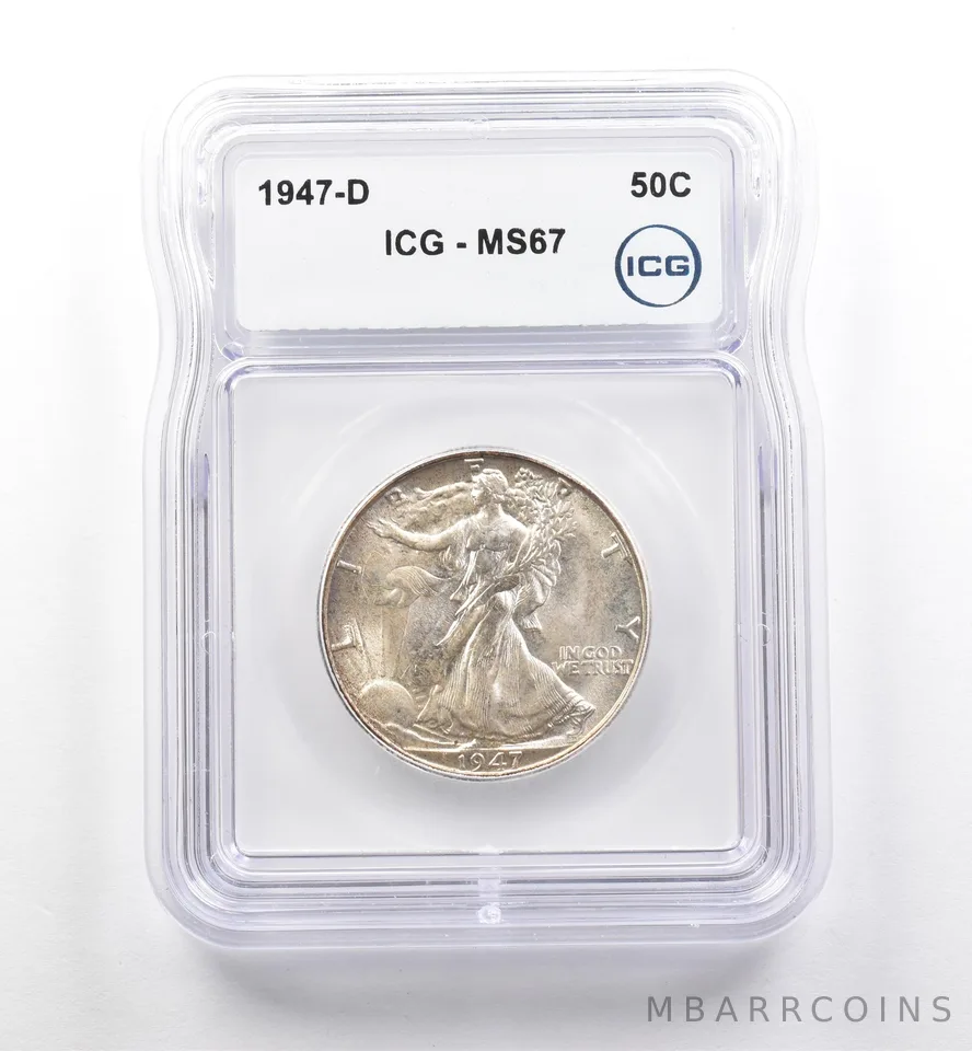 1947-D Walking Liberty Half Dollar MS67 ICG *7496