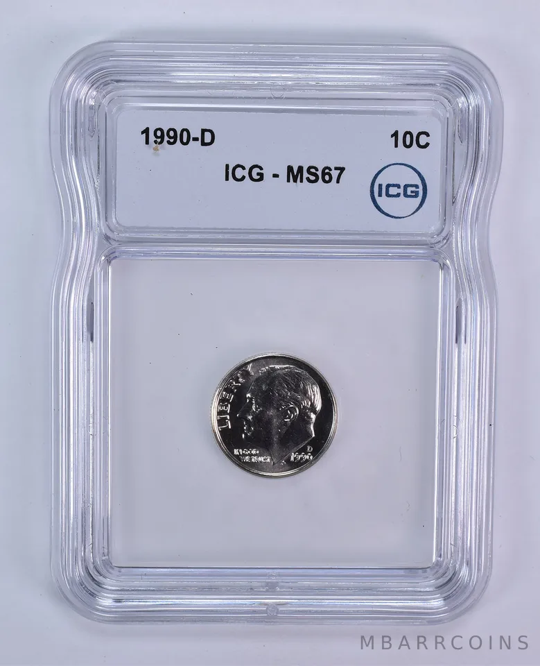 1990-D Roosevelt Dime MS67 ICG
