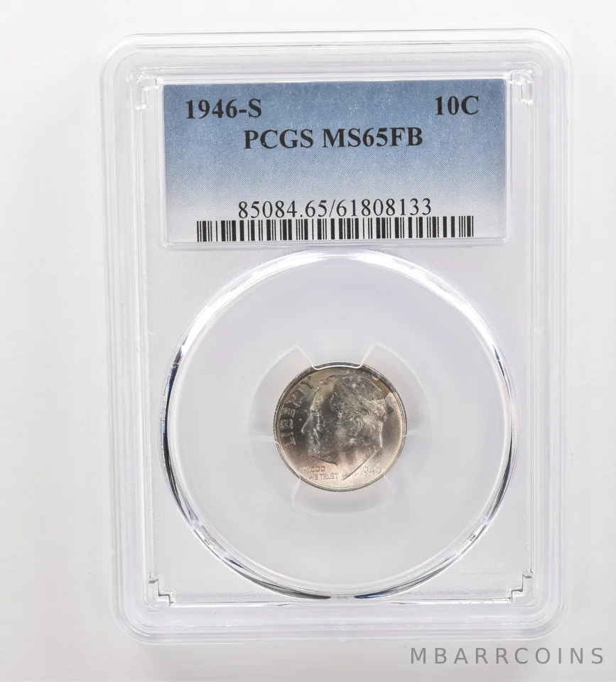1946-S Roosevelt Dime MS65 FB PCGS Beautiful Tone *3307
