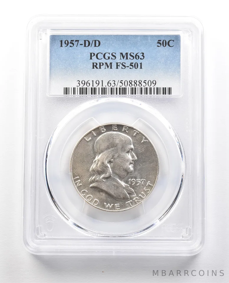1957-D/D Franklin Half Dollar RPM FS-501 MS63 PCGS *1453