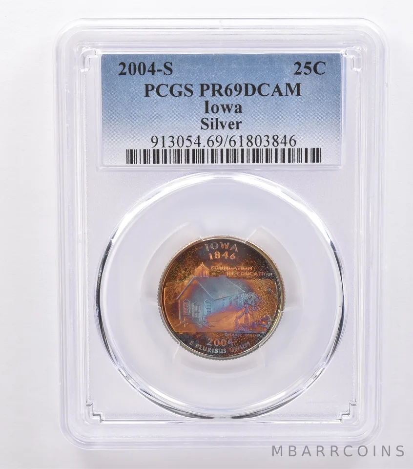 2004-S Washington State Quarter Iowa Silver PR69 DCAM PCGS Beautiful Tone *8787