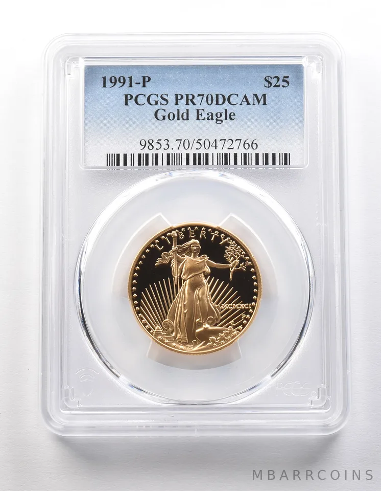1991-P $25 American Gold Eagle 1/2 Oz Gold PR70 DCAM PCGS