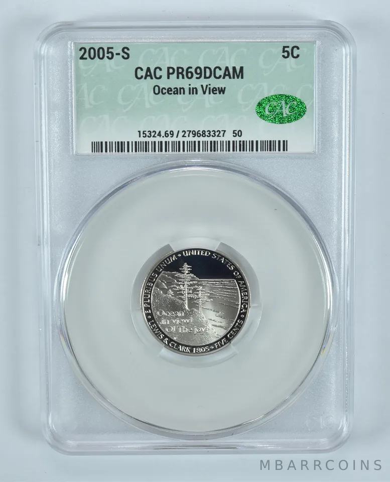 2005-S Jefferson Nickel Ocean In View PR69 DCAM CAC CACg