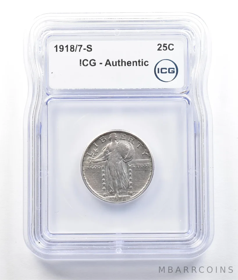 1918/7-S Standing Liberty Quarter Authentic ICG *5215