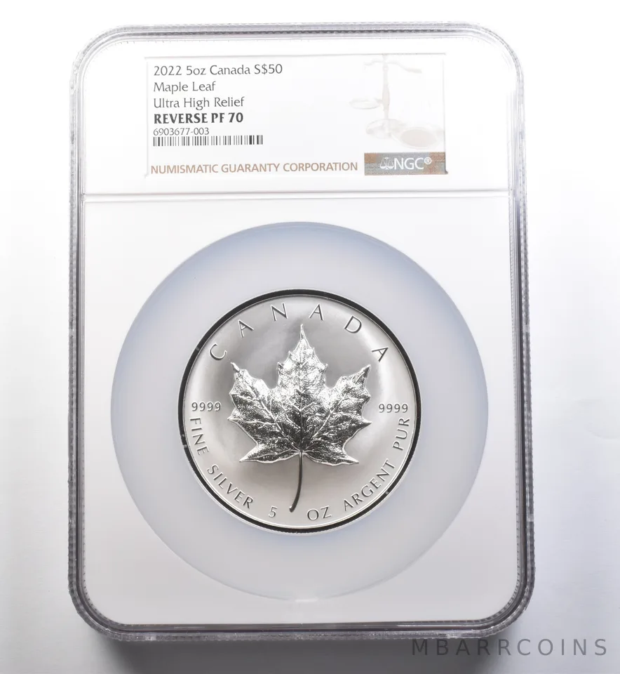 2022 Canada $50 Silver Maple Leaf Ultra High Relief Reverse PF70 NGC a4560