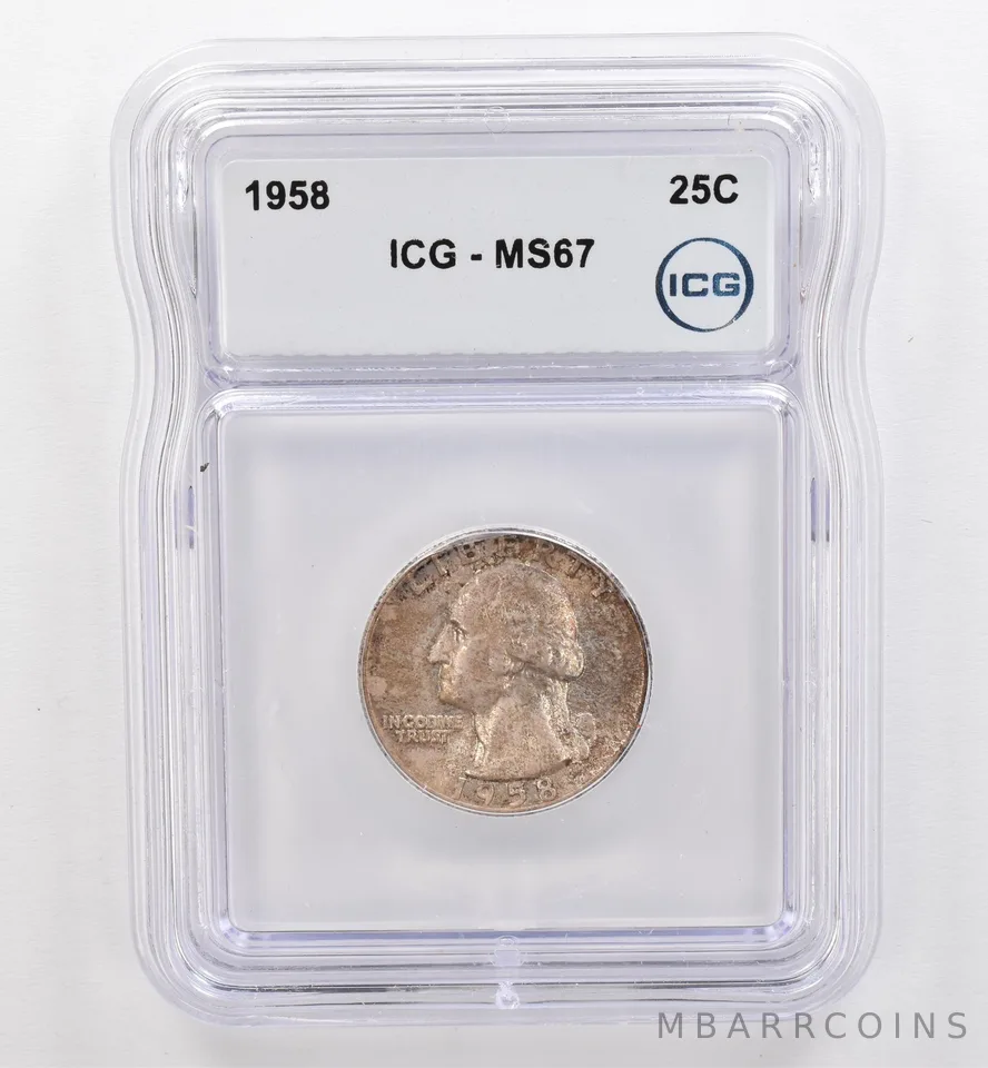 1958 Washington Quarter MS67 ICG Beautiful Tone *9471