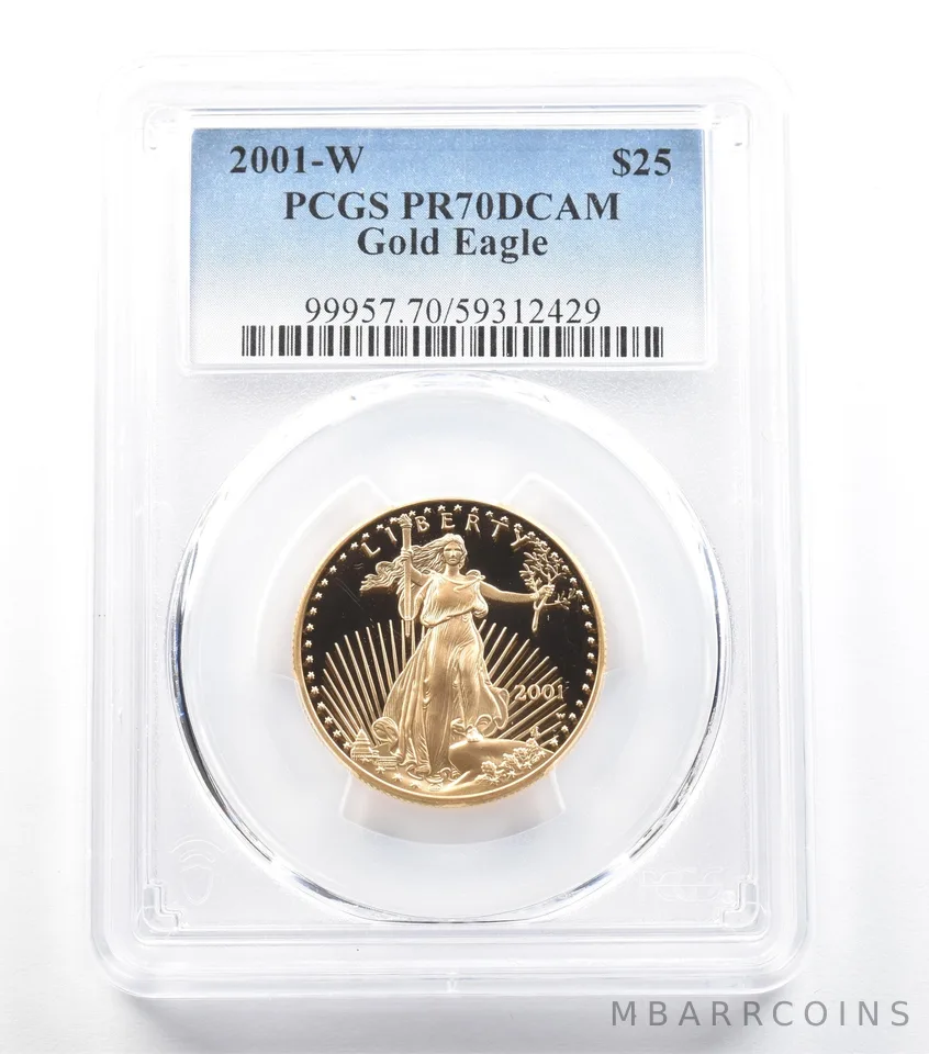 2001-W $25 American Gold Eagle 1/2 Oz Gold PR70 DCAM PCGS