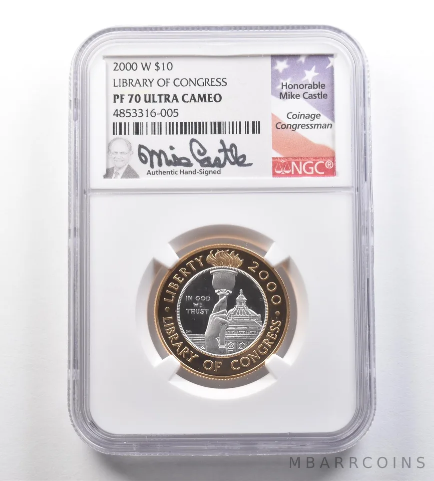2000-W $10 Library of Congress Bimetallic Commemorative PF70 NGC Castle *2567