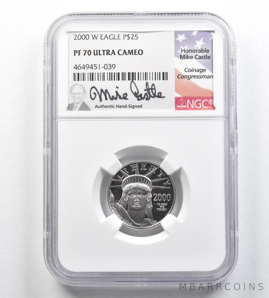 2000-W $25 Quarter Platinum Eagle PF70 UCAM NGC Castle *0426