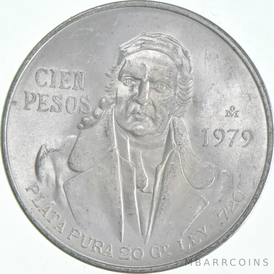 1979 Mexico 100 Pesos S100P SILVER STELLAR LUSTER GEM BU