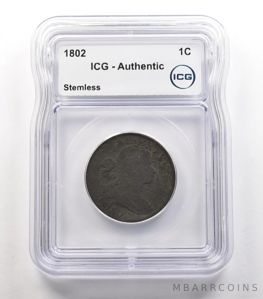 1802 Draped Bust Large Cent Stemless Authentic ICG *5603