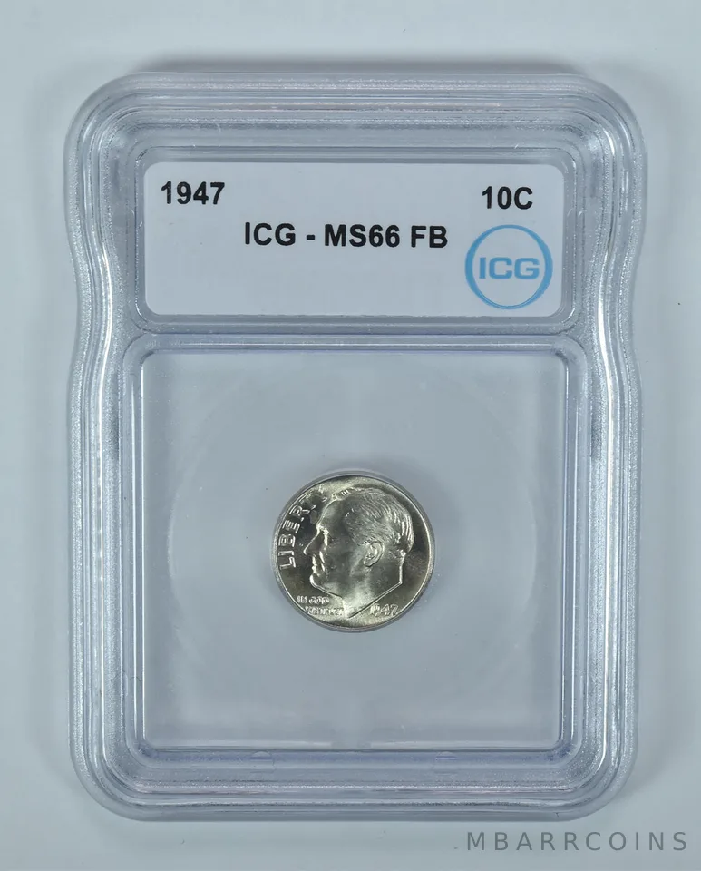 1947 Roosevelt Dime MS66 FB ICG
