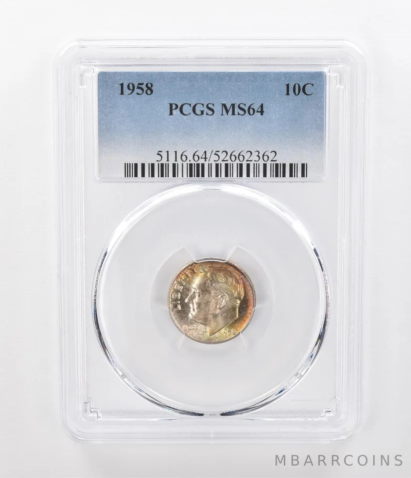 1958 Roosevelt Dime MS64 PCGS Beautiful Tone *1059
