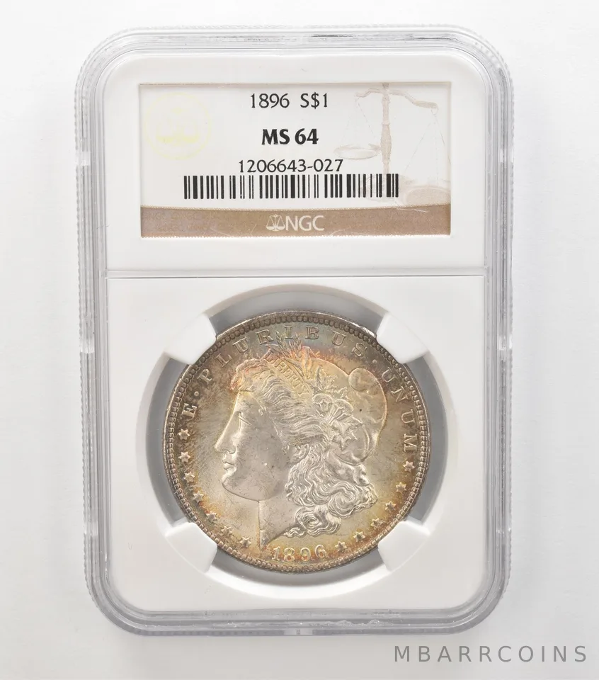 1896 Morgan Silver Dollar MS64 NGC Beautiful Tone *6891