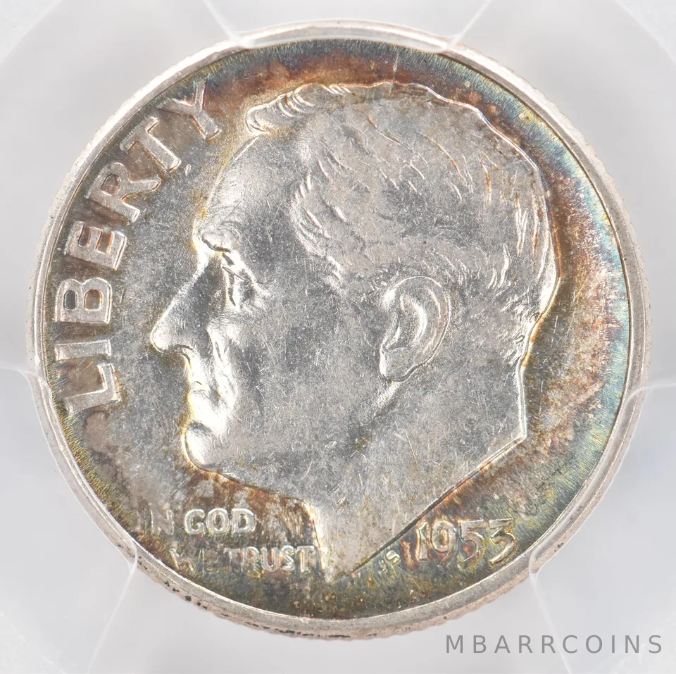 1953 Roosevelt Dime AU53 PCGS Beautiful Tone *0877
