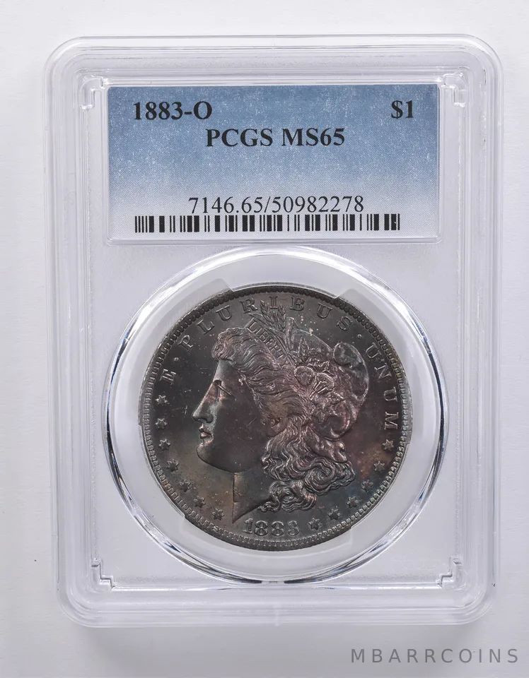 1883-O Morgan Silver Dollar MS65 PCGS Blue/Purple Tone *7201