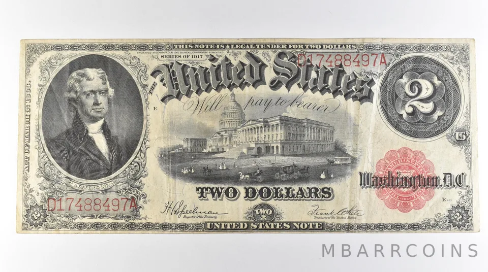 1917 $2 Legal Tender Large Note Red Seal *3075