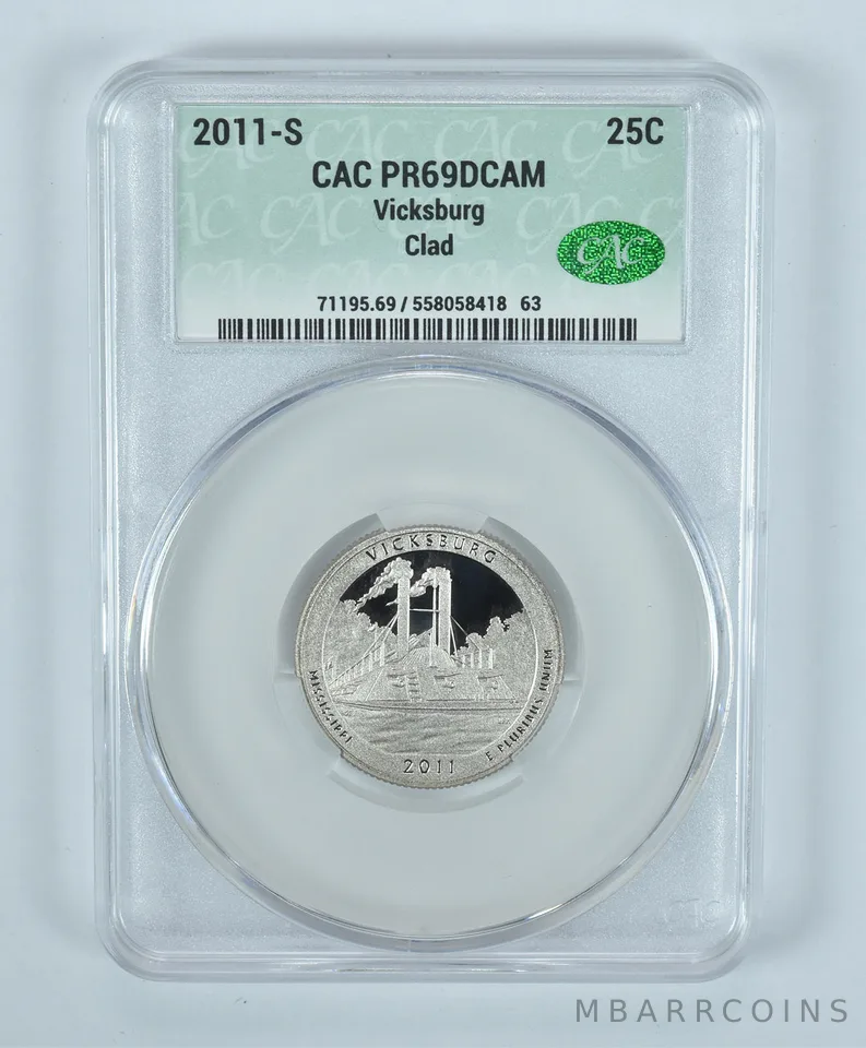 2011-S Washington Quarter Vicksburg ATB PR69 DCAM CAC CACg