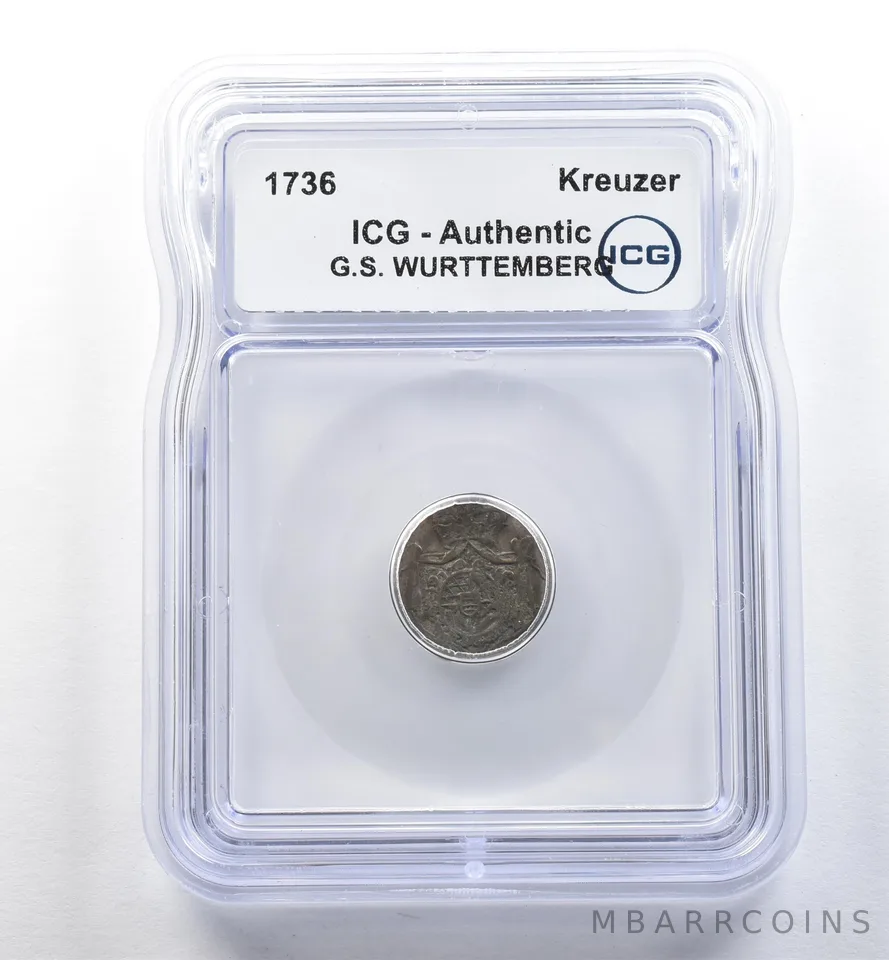 1736 German States Wurttemberg Kreuzer Authentic ICG *2590