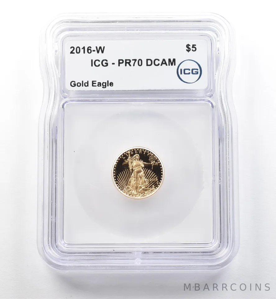 2016-W $5 American Gold Eagle 1/10 Oz Gold PR70 DCAM ICG