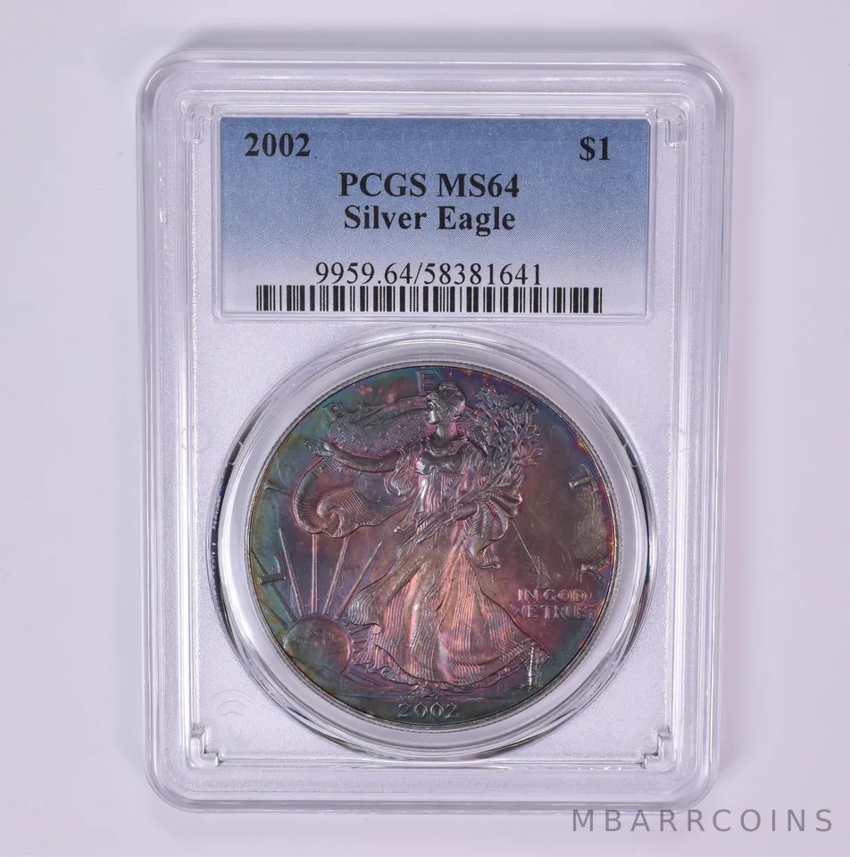 2002 American Silver Eagle MS64 PCGS Beautiful Tone *1525