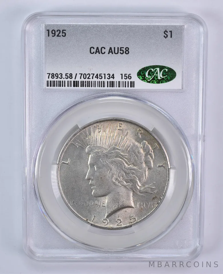 1925 Peace Silver Dollar AU58 CAC CACg