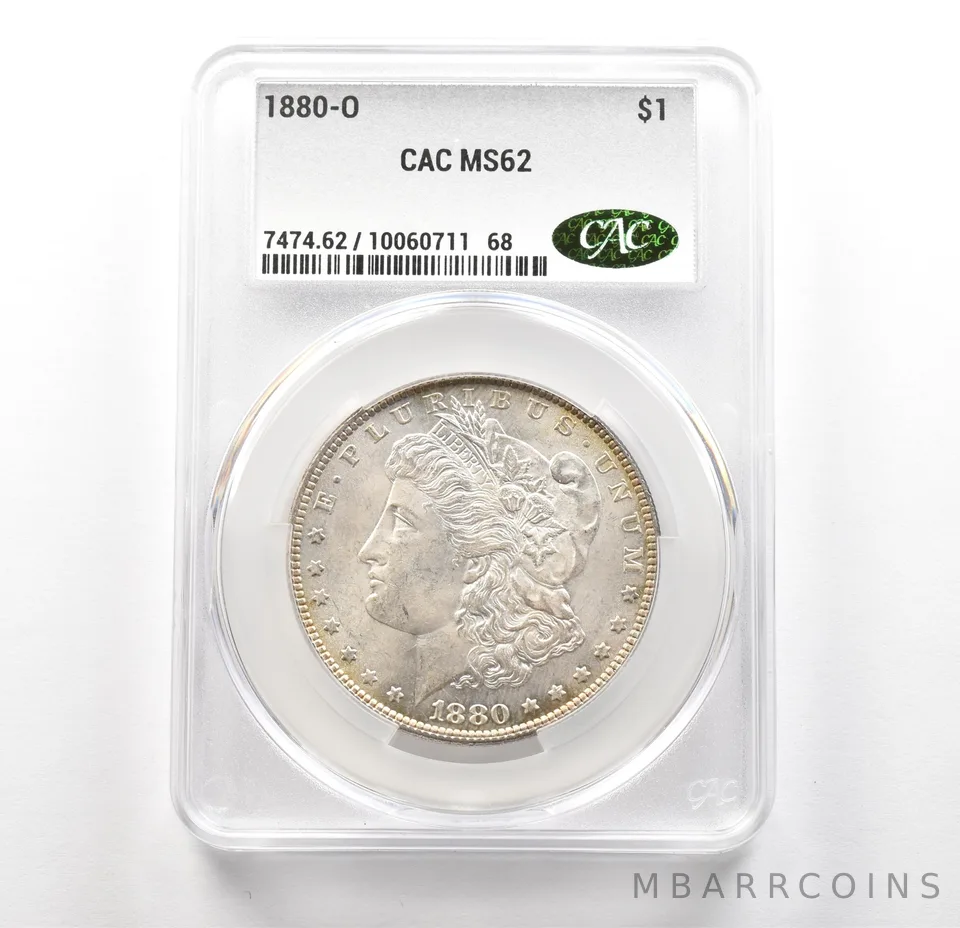 1880-O Morgan Silver Dollar MS62 CAC CACg a6334