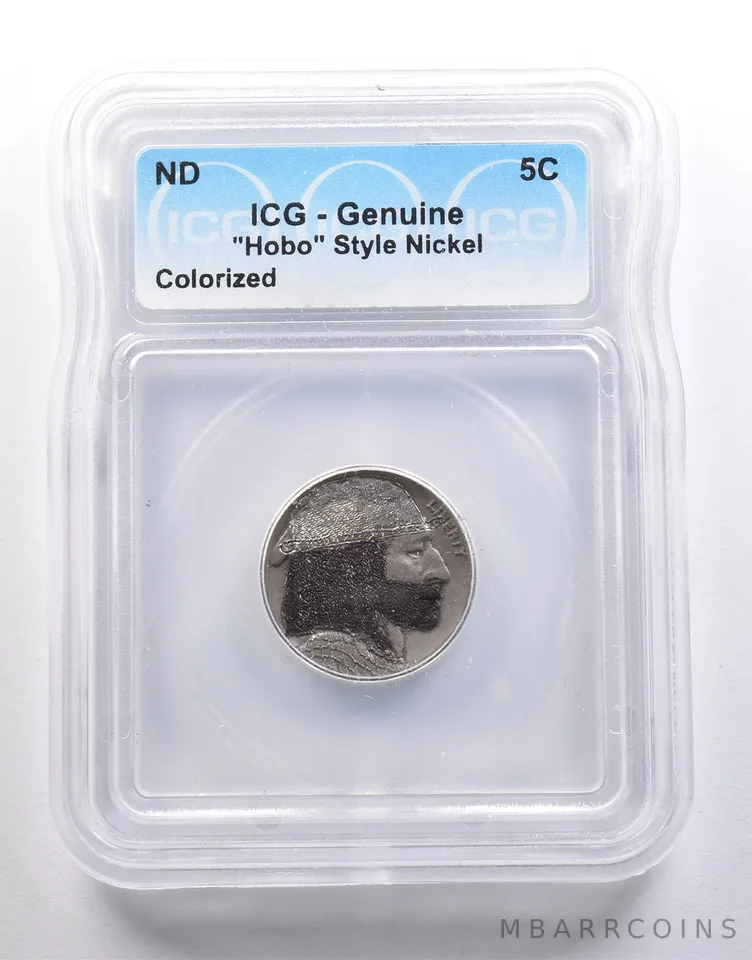 (ND) Indian Head Buffalo Nickel "Hobo" Style Colorized Genuine ICG *6580