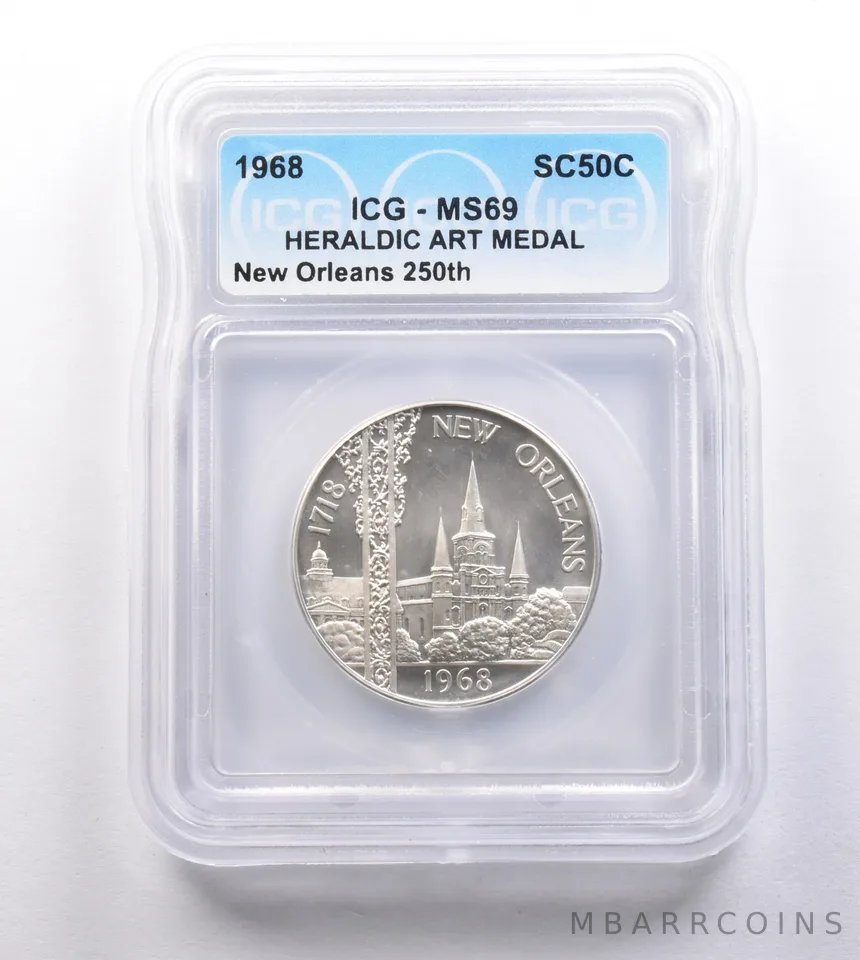 1968 So Called Half Dollar New Orleans 250th MS69 ICG