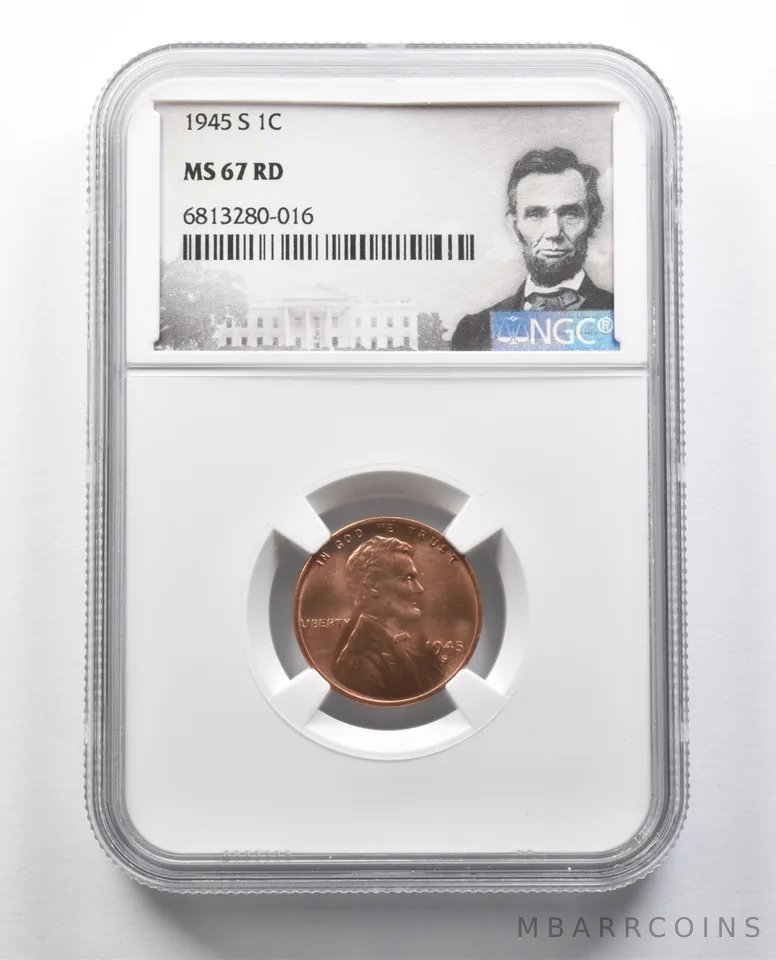 MS67 RD 1945-S Lincoln Wheat Cent NGC a2250