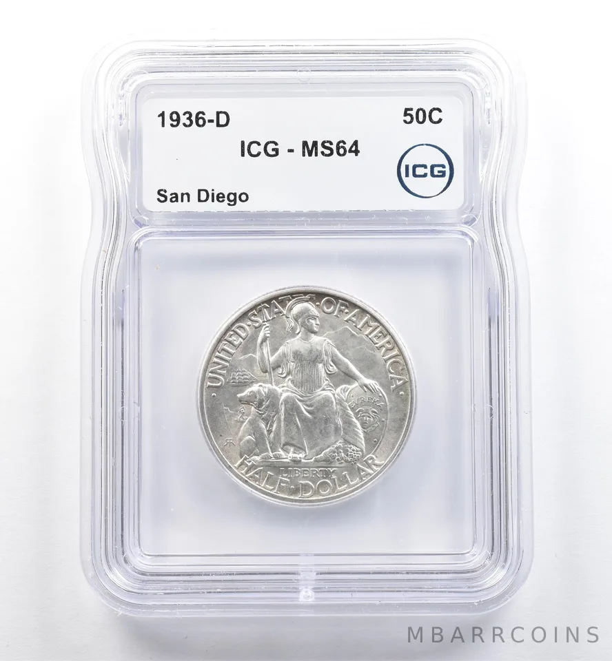 1936-D San Diego Commemorative Half Dollar MS64 ICG *6438