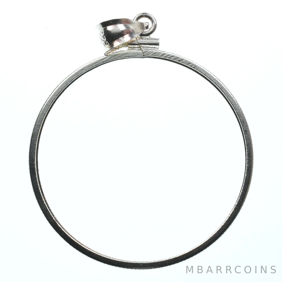 Sterling Silver 35 MM Coin Bezel Pendant Frame Edge a2157