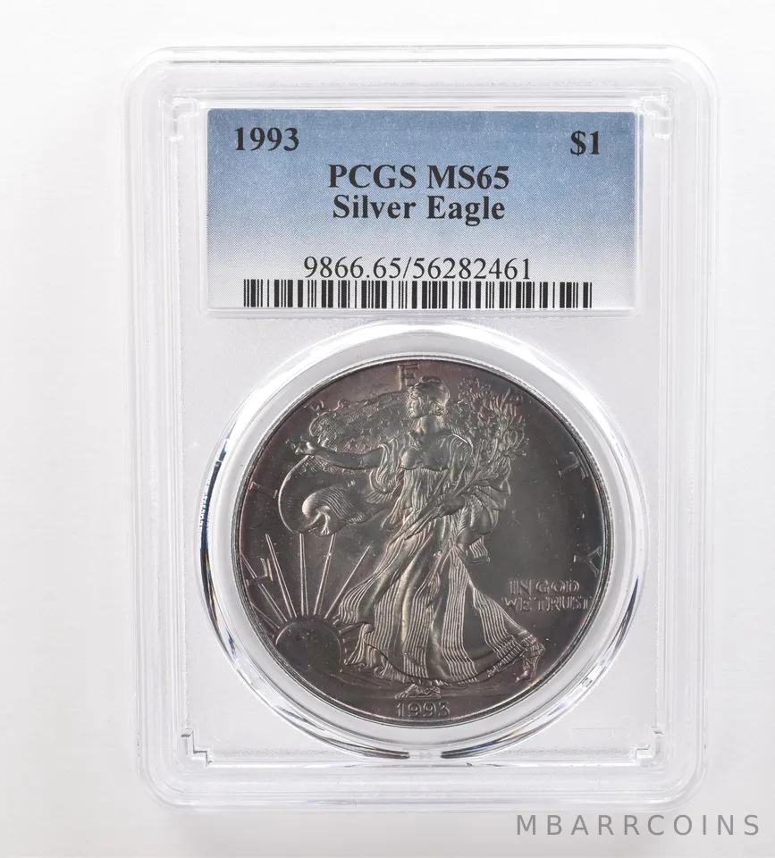 1993 American Silver Eagle MS65 PCGS Beautiful Tone *3251