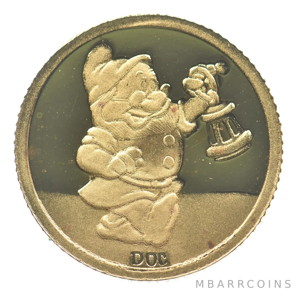 Disney's Snow White 50th Anniversary Gold Round Doc 1/10th Gold *2292