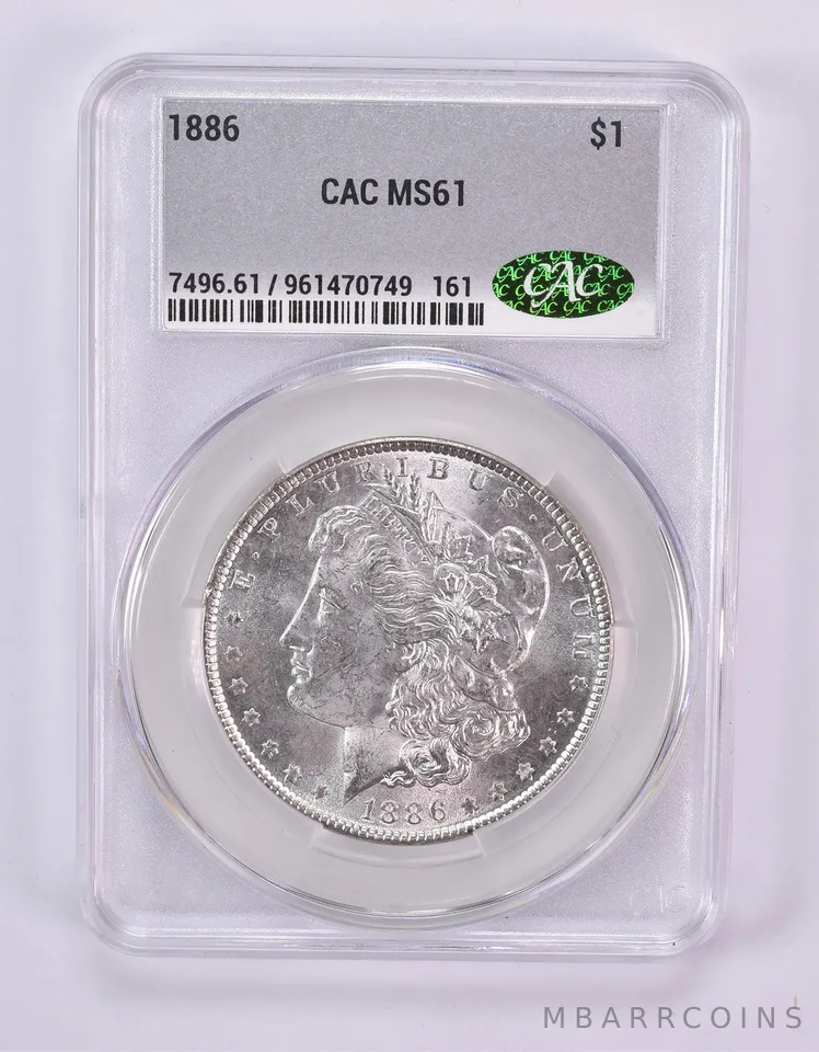 1886 Morgan Silver Dollar MS61 CAC CACg