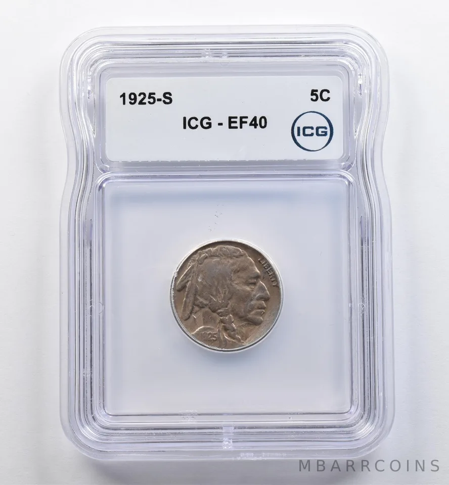 1925-S Indian Head Buffalo Nickel EF40 ICG *9030