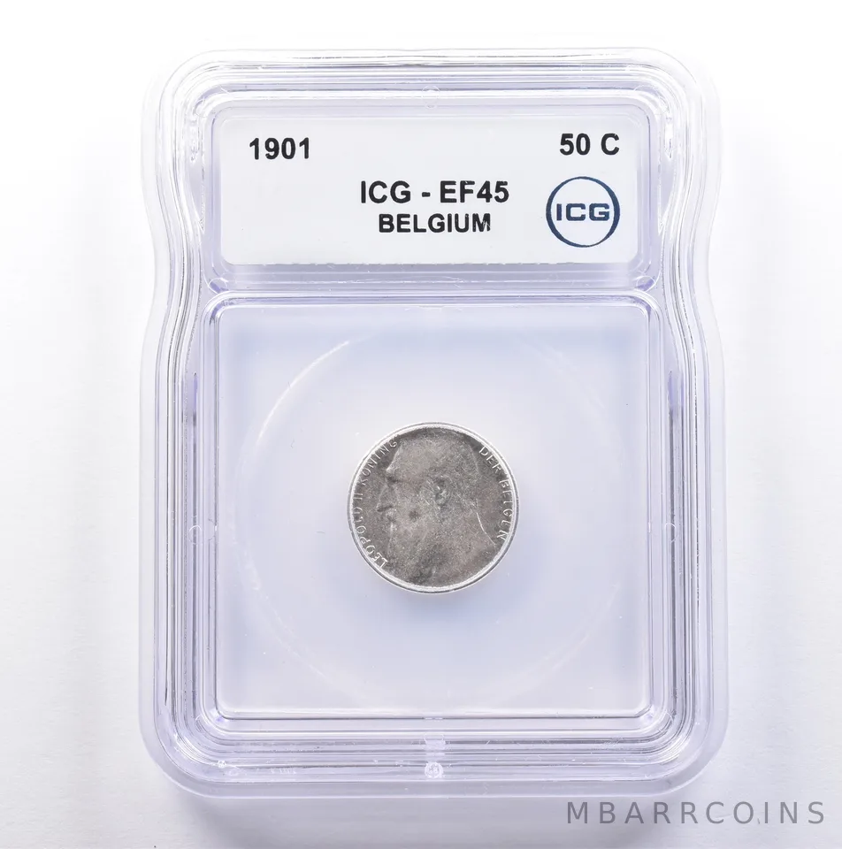 1901 Belgium 50 Centimes EF45 ICG *9034