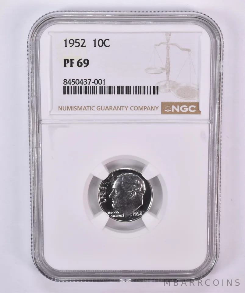 1952 Roosevelt Dime PF69 NGC Brown Label