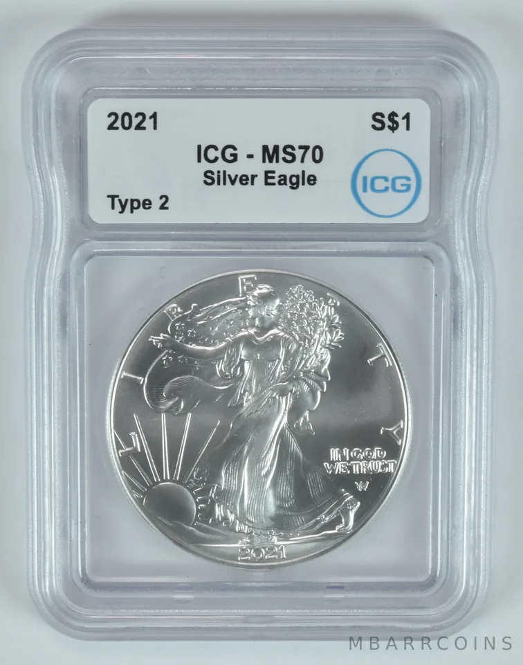 2021 T2 American Silver Eagle Type 2 MS70 ICG
