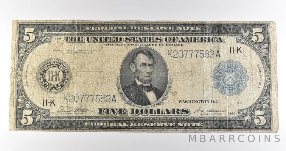 1914 $5 Dallas TX FRN Large Note Blue Seal *3659
