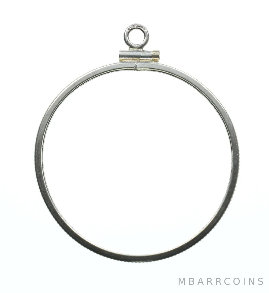 Sterling Silver 33 MM $1 Canadian Coin Bezel Pendant Frame Edge *2174