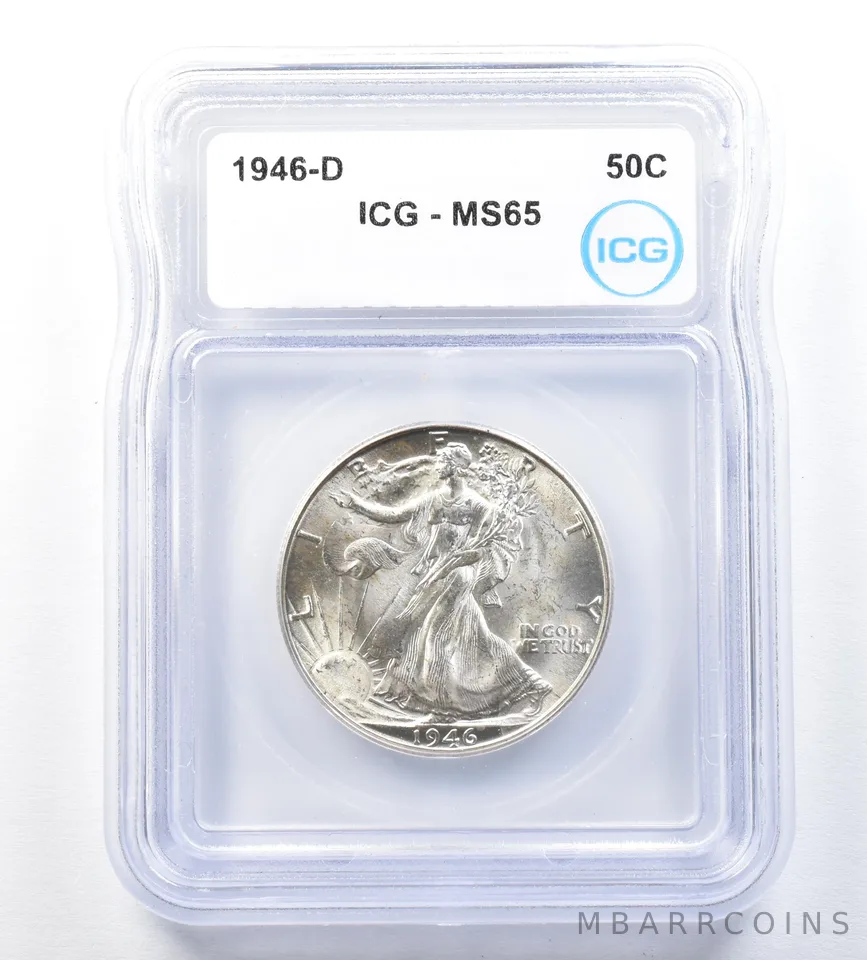 1946-D Walking Liberty Half Dollar MS65 ICG a8824