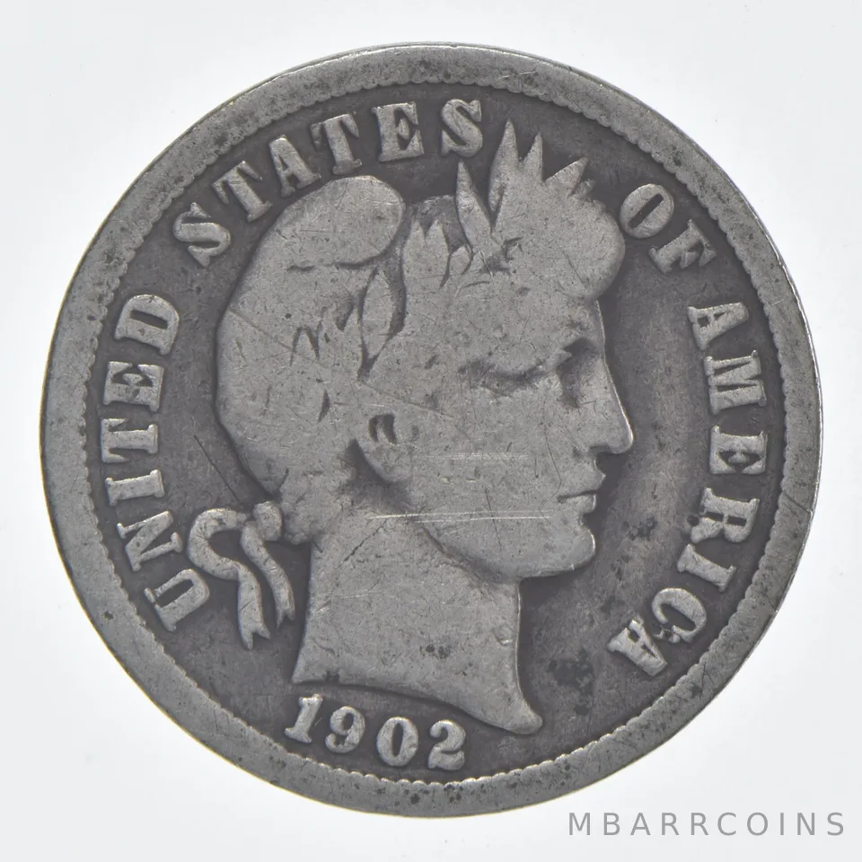 1902-O Barber Dime 90% Silver VG Condition