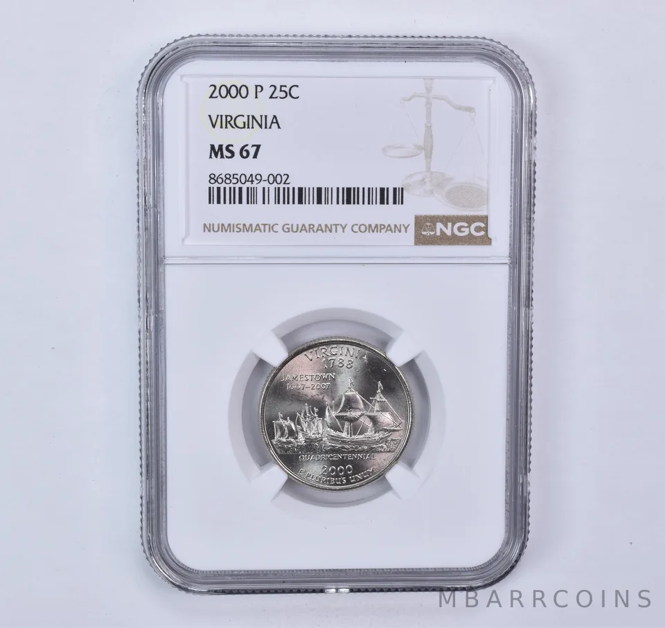 2000-P Washington State Quarter Virginia MS67 NGC Brown Label